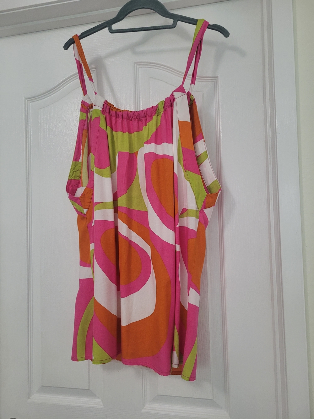 Escapada Women's Pink Orange Lime Green Graphic Halter Tie Strap Top